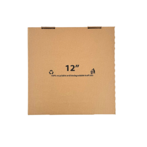 Pizza Box 12" Corrugated Cardboard Kraft Stock Print 50/Bundle - Image 2
