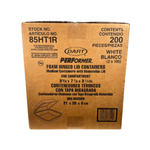 Dart® Take-Out Container Hinged 8.36X7.96X3.2 IN XPS White Insulated Convertible 100 Count/Pack 2 Packs/Case