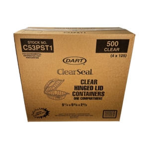 Dart® ClearSeal® Sandwich Take-Out Container Hinged 5.25X5.308X2.64 IN OPS Clear Square 125 Count/Pack 4 Packs/Case