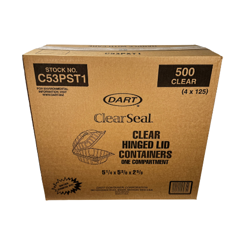 Dart® ClearSeal® Sandwich Take-Out Container Hinged 5.25X5.308X2.64 IN OPS Clear Square 125 Count/Pack 4 Packs/Case