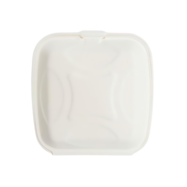 Formulated Molded Fiber Clamshell Container, White, 9"