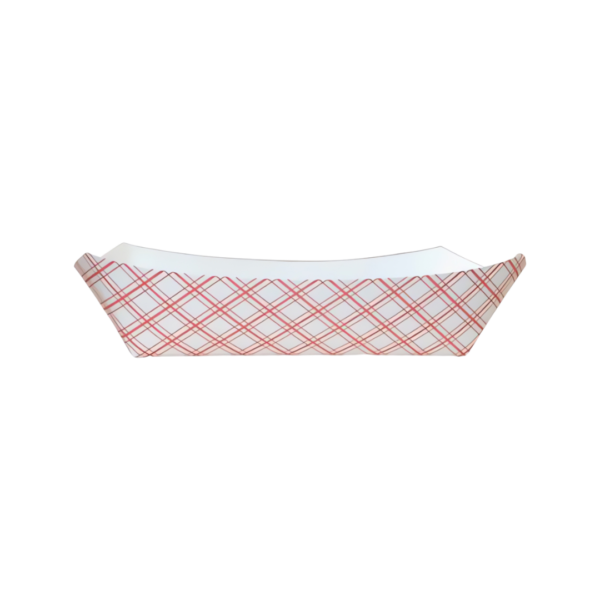 500 White/Red Plaid Paper Food Tray