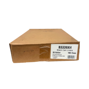 LLDPE 33 Gal Can Liner, Black, 32″ x 38″, 1.1 Mil, 1/CS/100