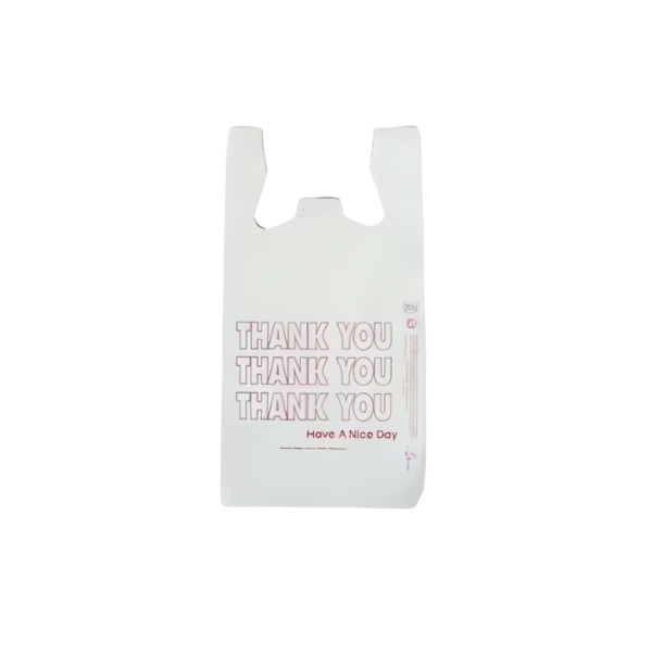 Bag 1/6 HDPE 12MIC White Thank You T-Sack 1000/Case