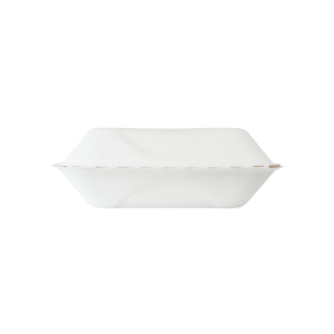 Formulated Molded Fiber Clamshell Container, White, 9" x 6"