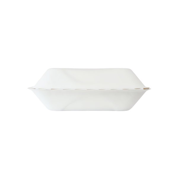 Formulated Molded Fiber Clamshell Container, White, 9" x 6"