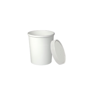 Flexstyle® Double Sided Poly Paper Food Container With Lid, White, 32 oz , 250 Pack