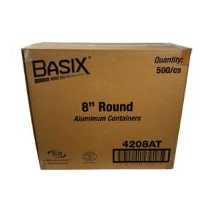 Aluminum Round Container, Silver, 8″ , 500 Pack