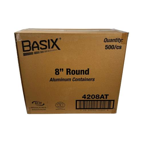Aluminum Round Container, Silver, 8″ , 500 Pack