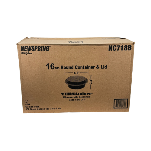 VERSAtainer® 16 oz Polypropylene Lid/Base Combo, Black , 150 / Pack